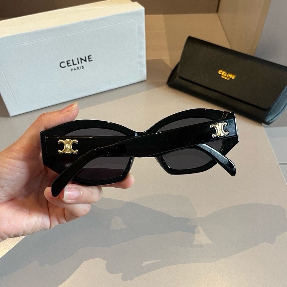 CELINE Dark Lens Cat Eye Sunglasses Black Frame OS - Picture 6 of 7